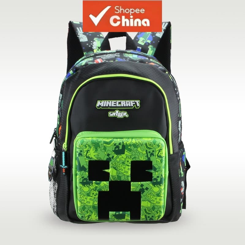 Mochila Escolar Infantil Meninos Deslumbrante Preto Verde Minecraft Ombro Coolie Tem Medo Suprimentos para Estudantes B1