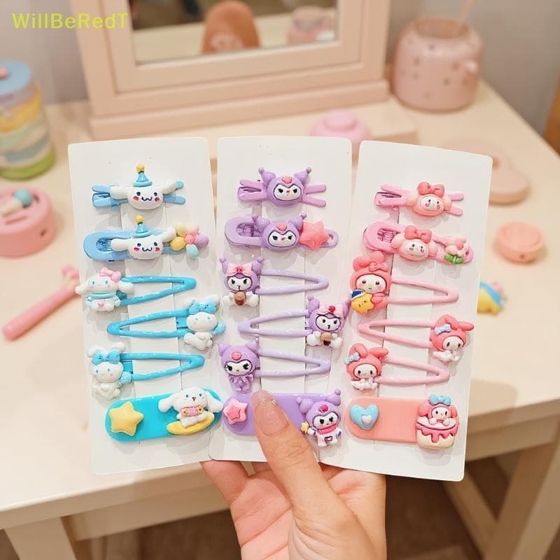 [WillBeRedT] 6 Unidades/Conjunto Kawaii Sanrio Hello Kitty Franja Clipe Melodia De Desenho Animado Kuromi Cinnamoroll Gr