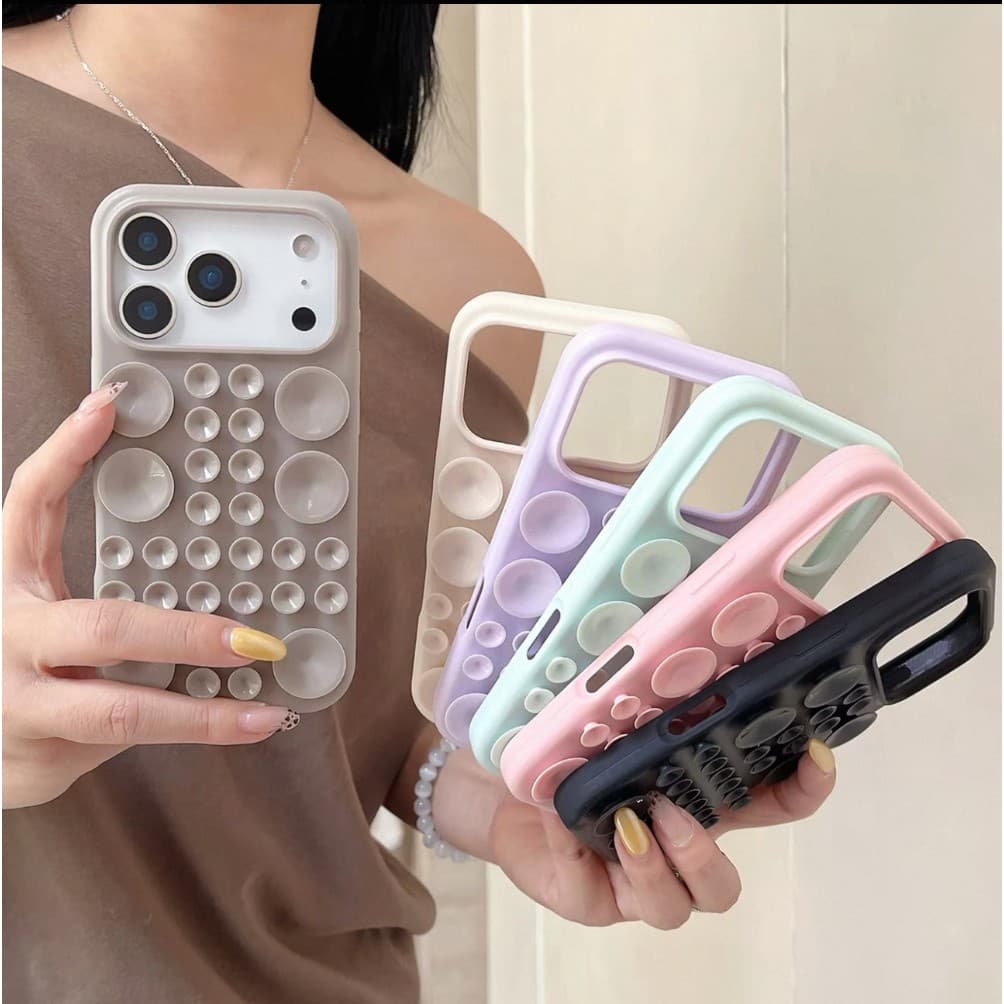Moda De Luxo Macaron Colors Ventosa Ultra Forte Capa De Telefone De Silicone Para IPhone 17 16 15 14 13 Pro Max Proteção