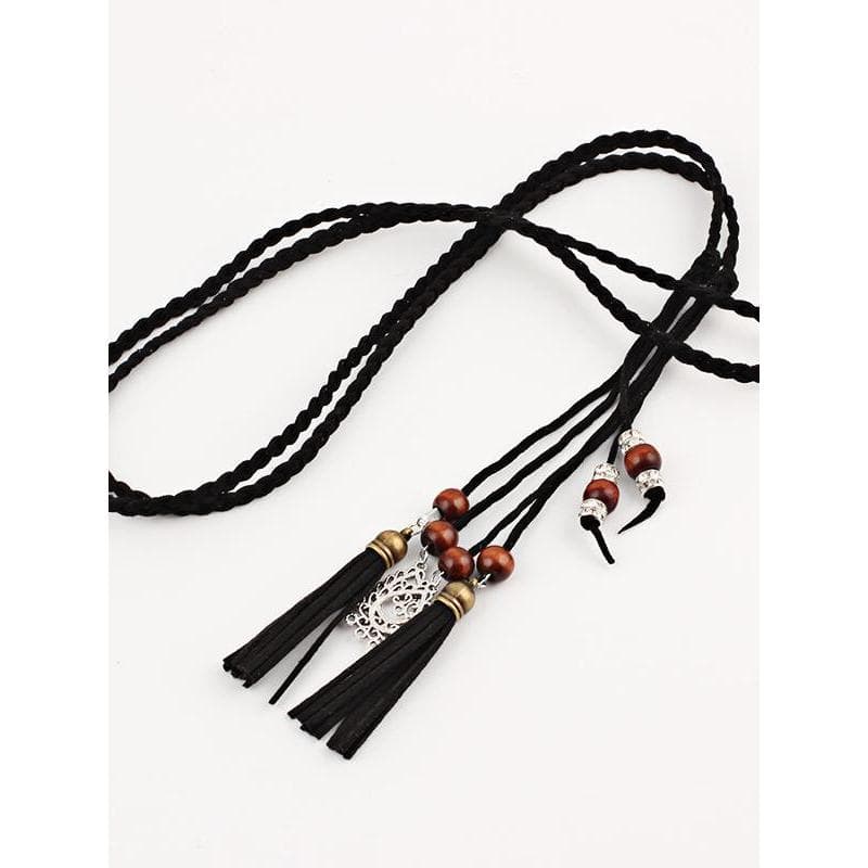 Novo estilo versão coreana mão-tecido cintura corda Hanfu cavalo rosto saia acessórios borla cinto pingente cintura fina