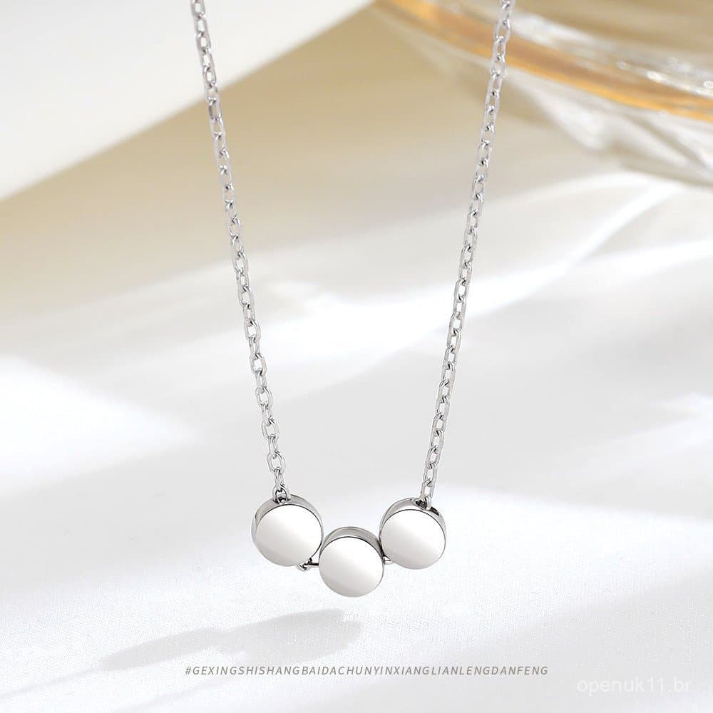 Joias Únicas e Minimalistas: Colar de Prata Esterlina S925 com Pérolas, Estilo Coreano, Colar Circular Personalizado de