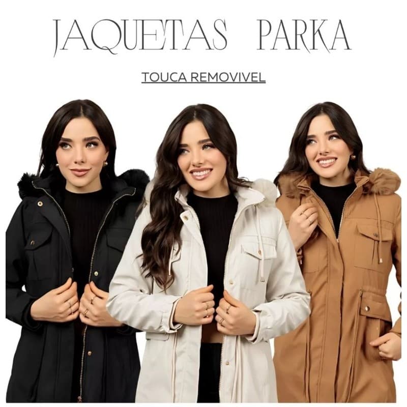 Jaqueta Parka de Sarja Forrada Peluciada outono e inverno B