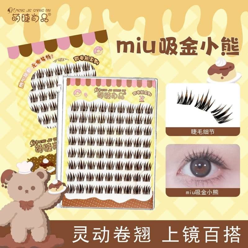 Cílios fofos Produto de moda Tipo sem cola Urso absorvente de ouro Smart Natural Único Cluster Tipo segmentado Espelhame