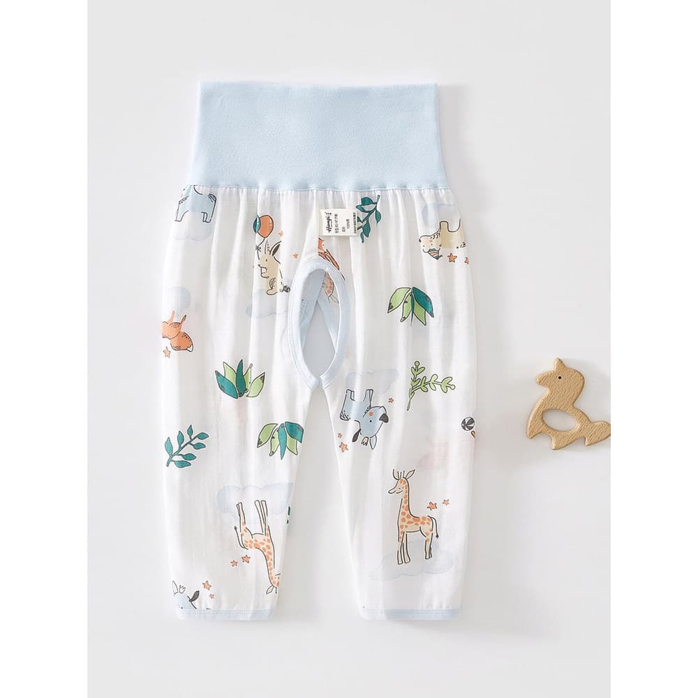 Verão bebê puro algodão gaze calças abertas calças de pijama verão bebê gaze calças crianças gaze calças roupas
