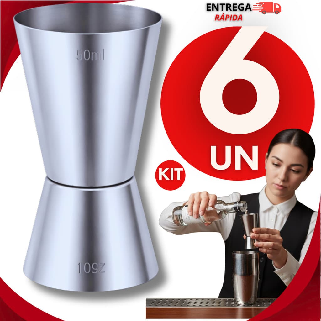 Kit Dosador Duplo De Bebidas Para Drinks 25ml e 50ml Aço Inox Bebidas Barman Caipirinha