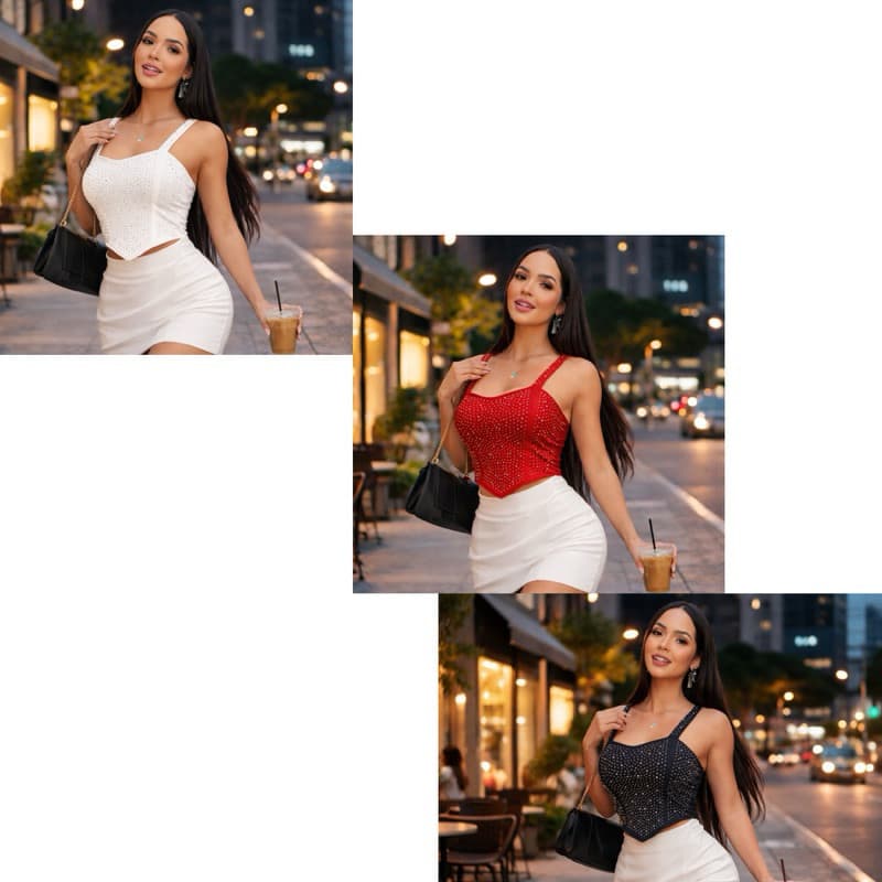 KIT 3 BLUSA REGATA TOP CROPPED MORCEGO BICO ALÇA GROSSA TECIDO DE ALTA QUALIDADE PROMOÇÃO Festa Casual Bloguerinha