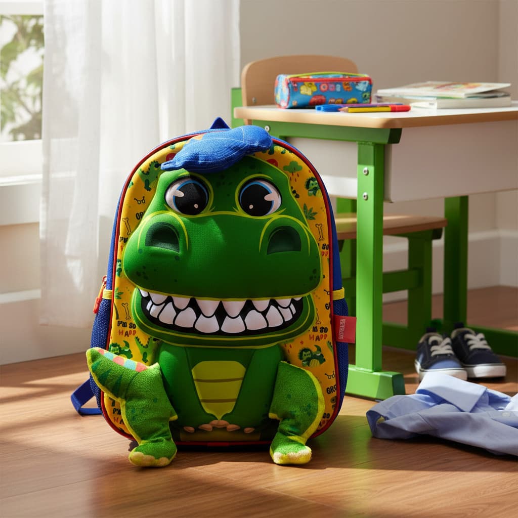 Mochila Infantil 3D Jacaré Bichinhos Escolar Creche e Passeio