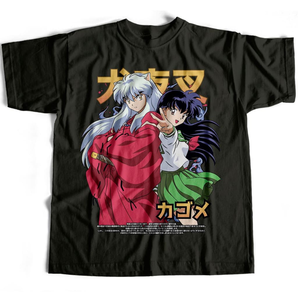 Camiseta Básica Inuyasha e Kagome Higurashi Estampada 100% Algodão Várias Cores Estampada 100% Algodão Várias Cores
