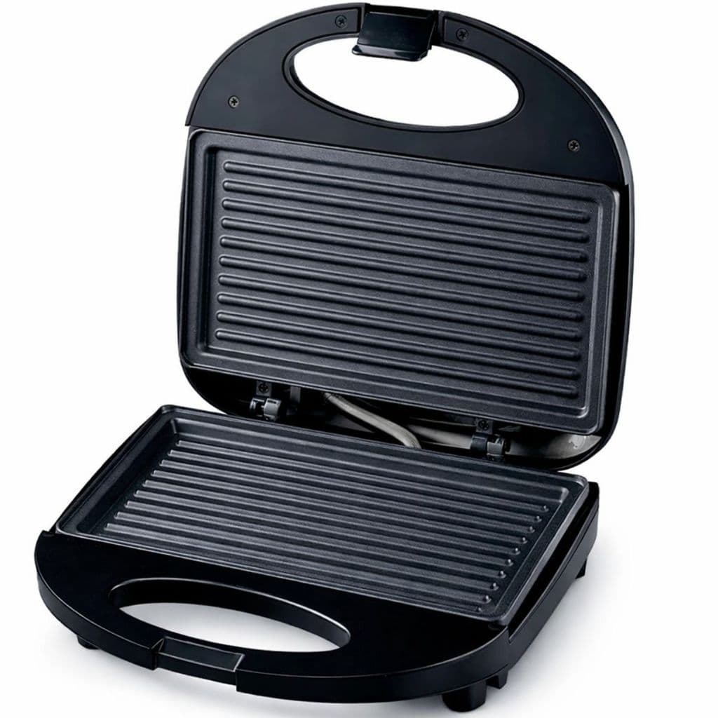 Sanduicheira Grill Elétrica Misteira Antiaderente 750W 127V Prensa Dupla Preta