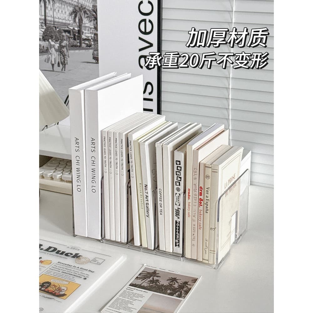 Transparente transparente bookend estudante Desktop retrátil estante prateleira acrílica prateleira de leitura mesa esta