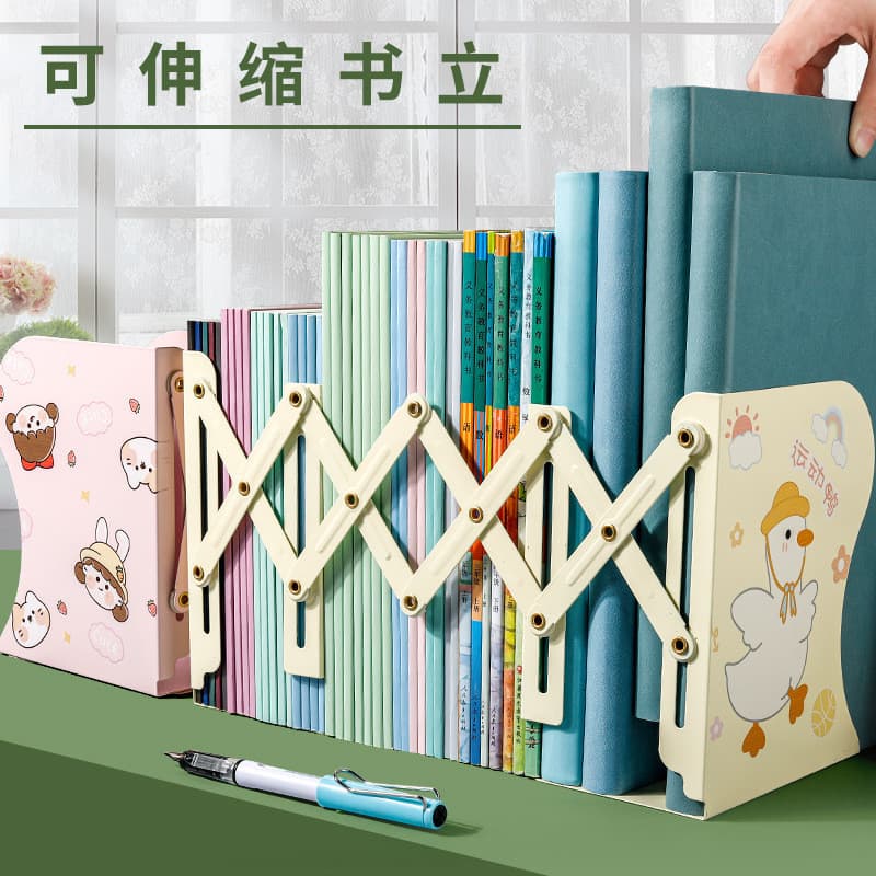 Prateleira retrátil para livros, estante de mesa para estudantes, estante para livros, clipe para livros, estilo criativ