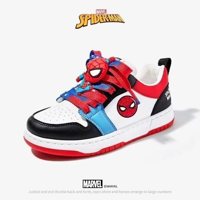 Tenis Infantil do Homem Aranha  Cadarços (Azul e Vermelho) do 26 ao 33 Cano Baixo Lançamento Menino Garoto Criança