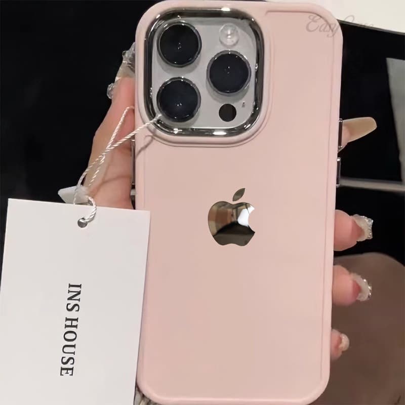 Capa de telefone simples rosa INS, compatível com iPhone 17 16 15 14 13 12 11 Pro Max 16 Plus XR, capa traseira de Silic