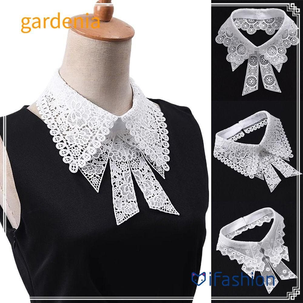 Colar Falso GARDENIA , Gola Falsa Floral De Renda Removível , De Decoração Preto E Branco , Mulheres Meninas