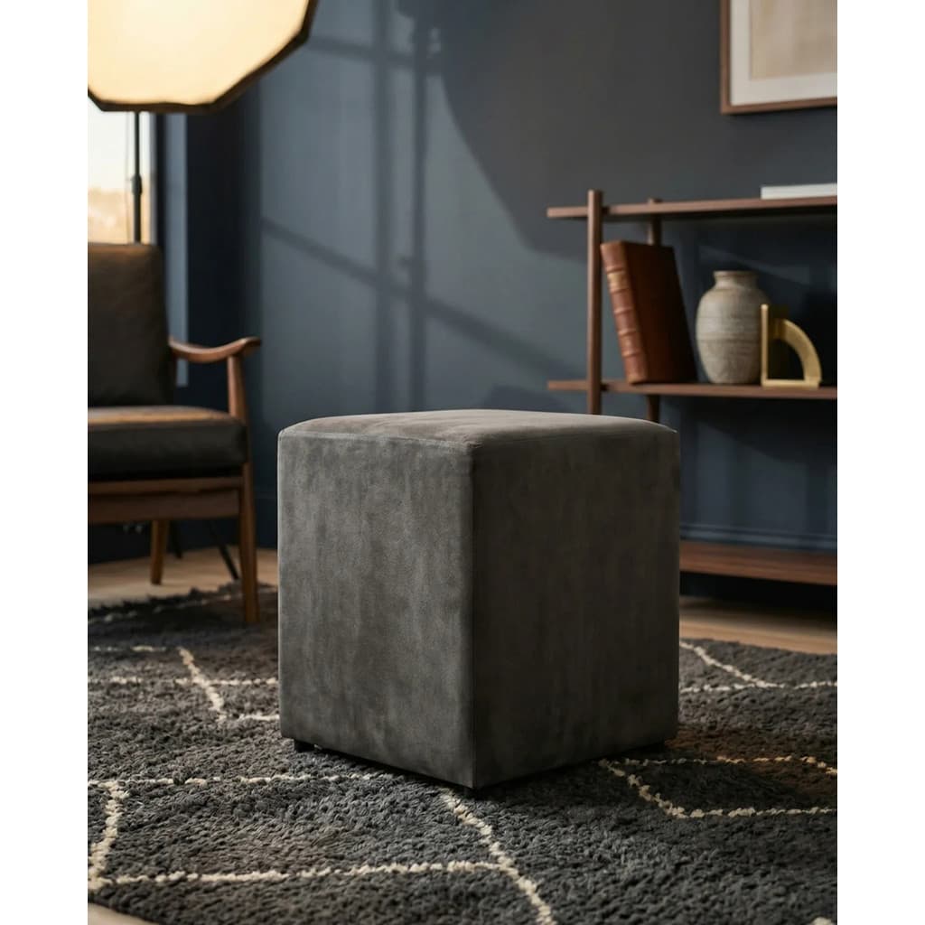 Puff Cubo Decorativo Tecido Aveludado Sala Estar Quarto Elegante
