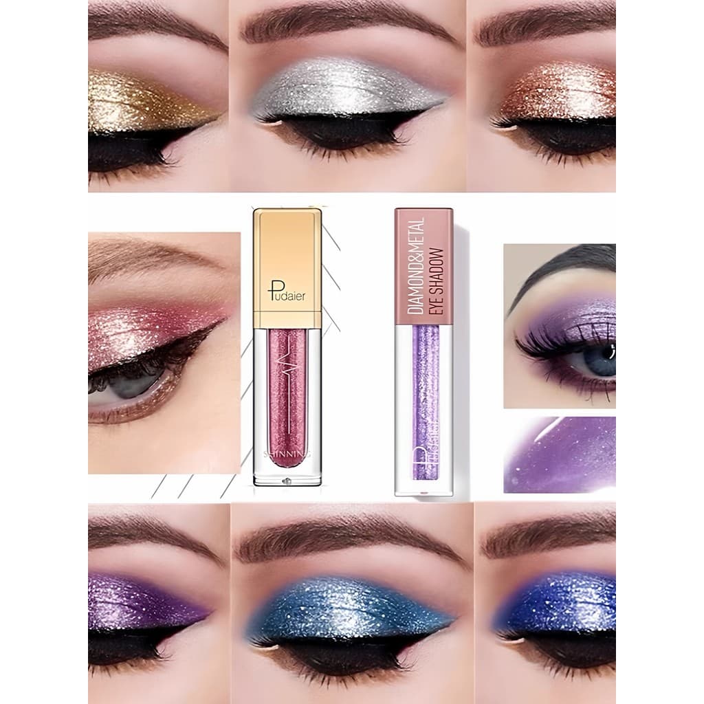 Europeu Americano Maquiagem Sereia Ji Sombra Líquida Perolada Super Brilhante Cristal Ouro Prata Verde Roxo Azul Amarelo