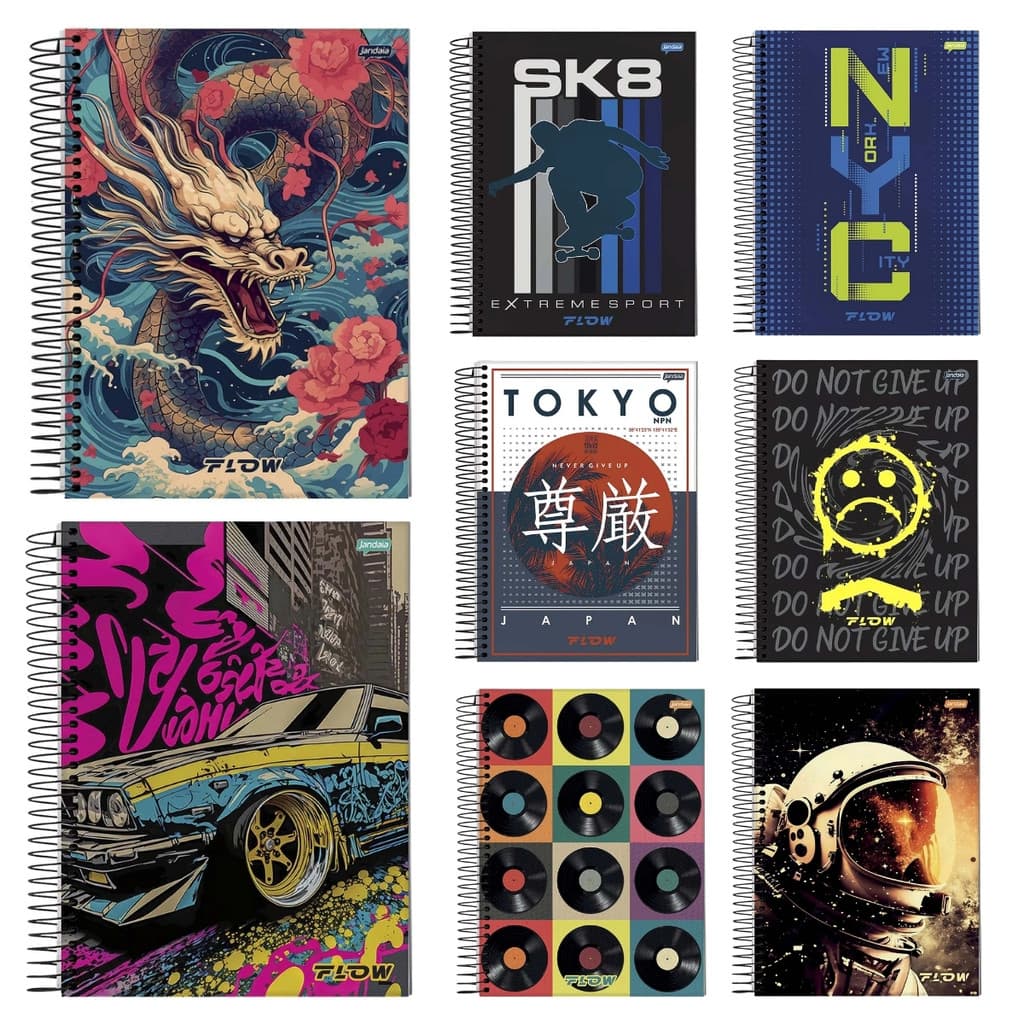 Caderno 10 Matéria Universitário Masculino Flow - Jandaia