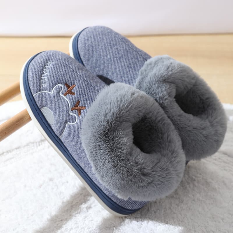 Chinelos de algodão masculino salto engrossado inverno casa sola macia antiderrapante sapatos de confinamento de pelúcia