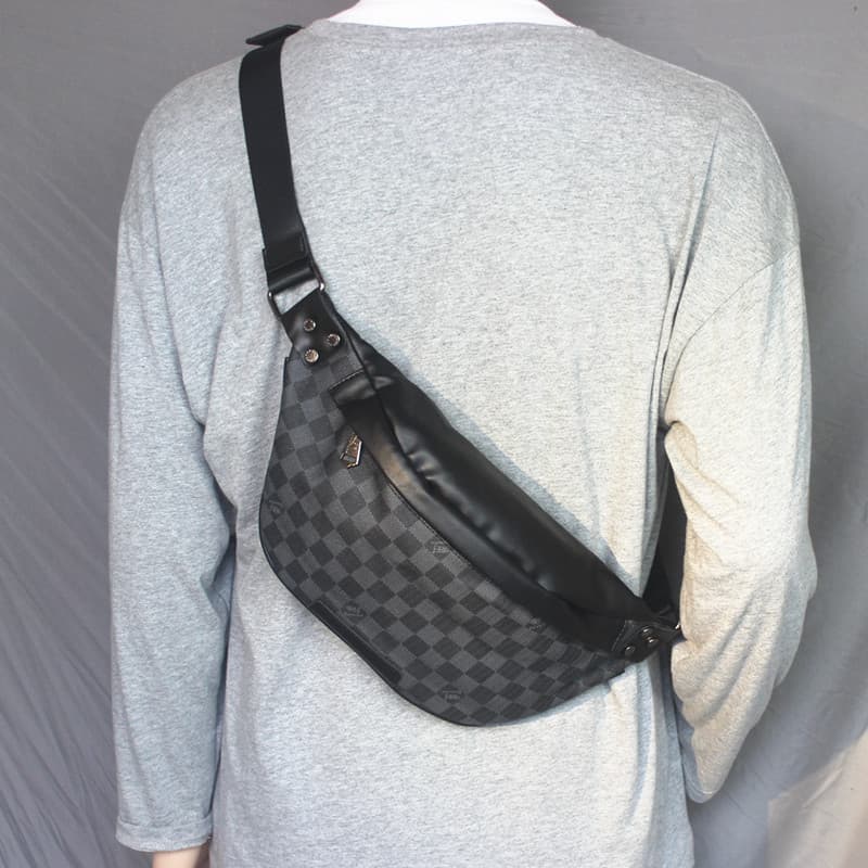 Street Wear bolsa mensageiro masculina bolsa de peito bolsa de ombro moda na moda mochila xadrez Retro pequeno saco masc