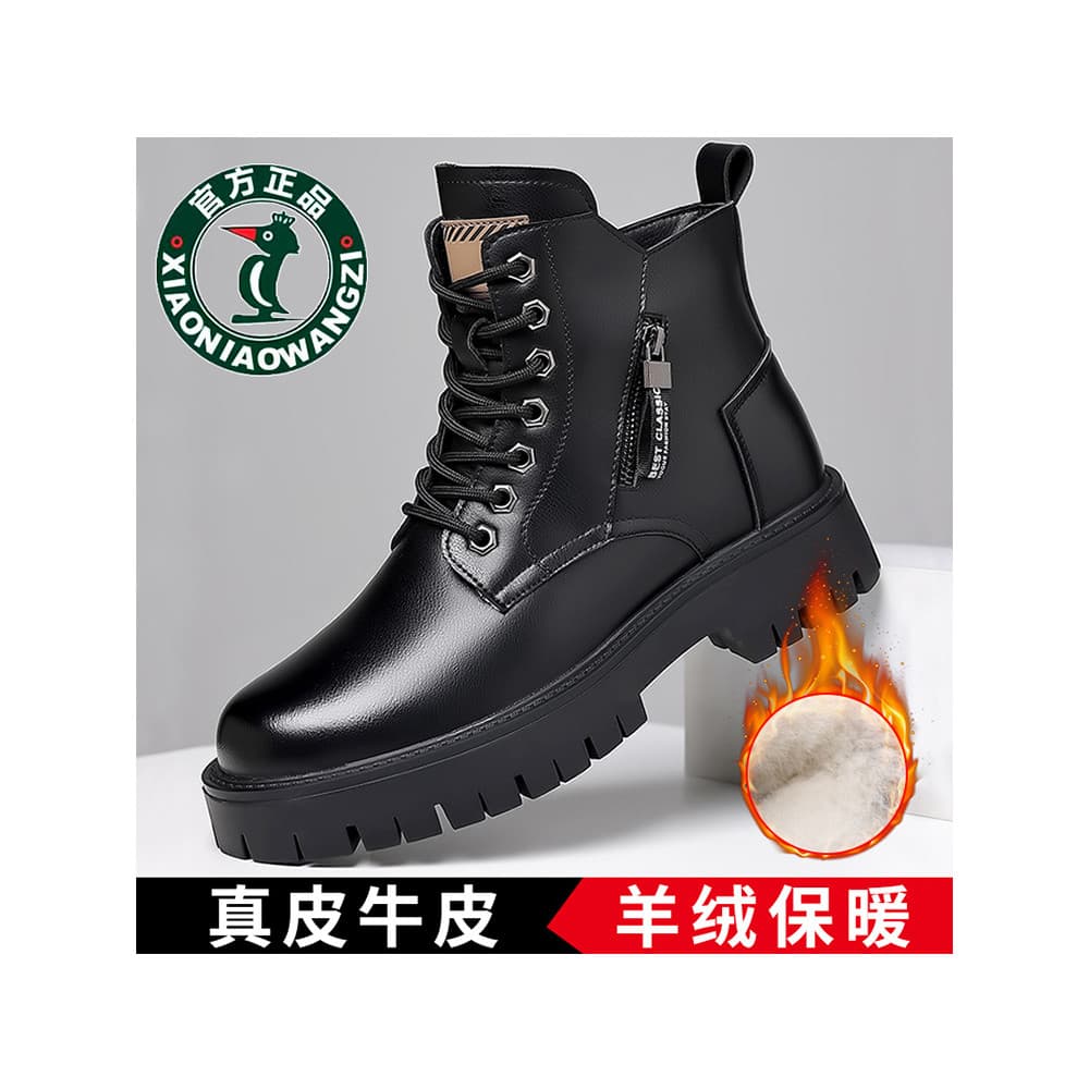 Oren Woodpecker Sapatos Masculinos Botas Martin de Inverno Casuais Sapatos de Algodão de Cano Alto Lã Forro de Lã Quente