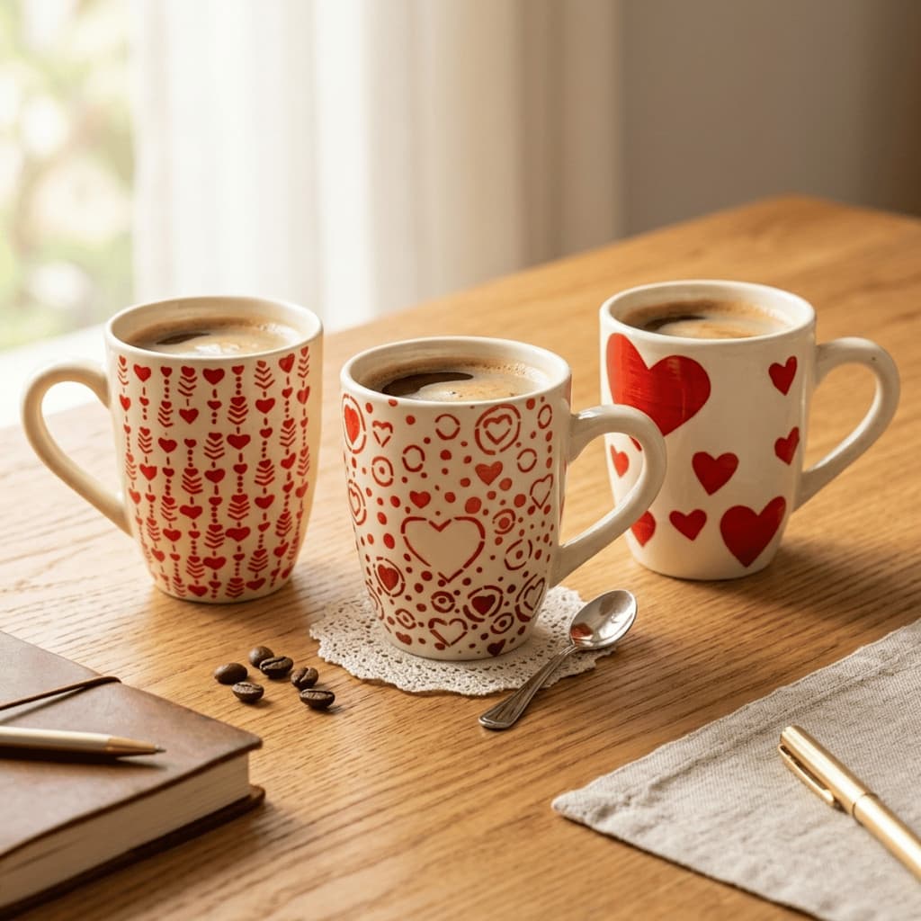 Jogo 3 Canecas Cerâmica 300ml Xícara Branca Love Várias Estampas - Istok / Café, Chá / Kit Conjunto