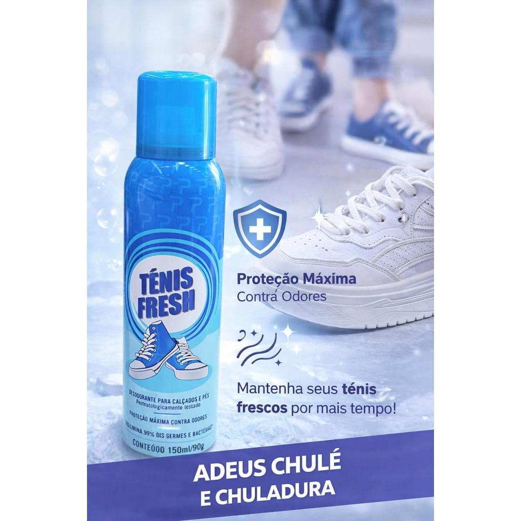Spray Tênis Fresh Antiodor Para Calçados e Pés Elimina Mau Cheiro  Proteção Contra Bactérias | 150ml