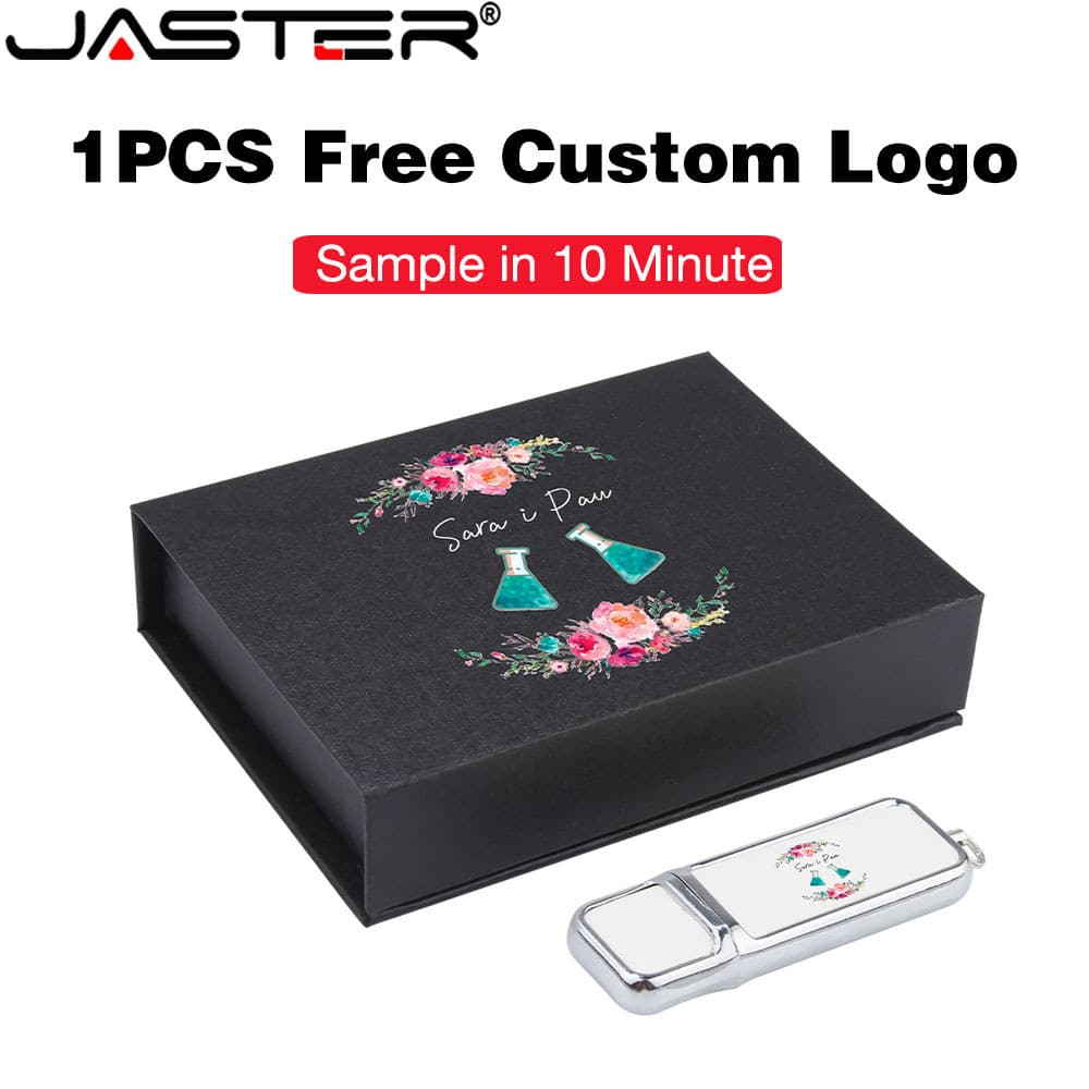 JASTER Logotipo De Personalização Gratuita Com Caixa USB Flash Drives 128 Mb 4 Gb De Couro À Prova D'água Pen Drive 8 Pr