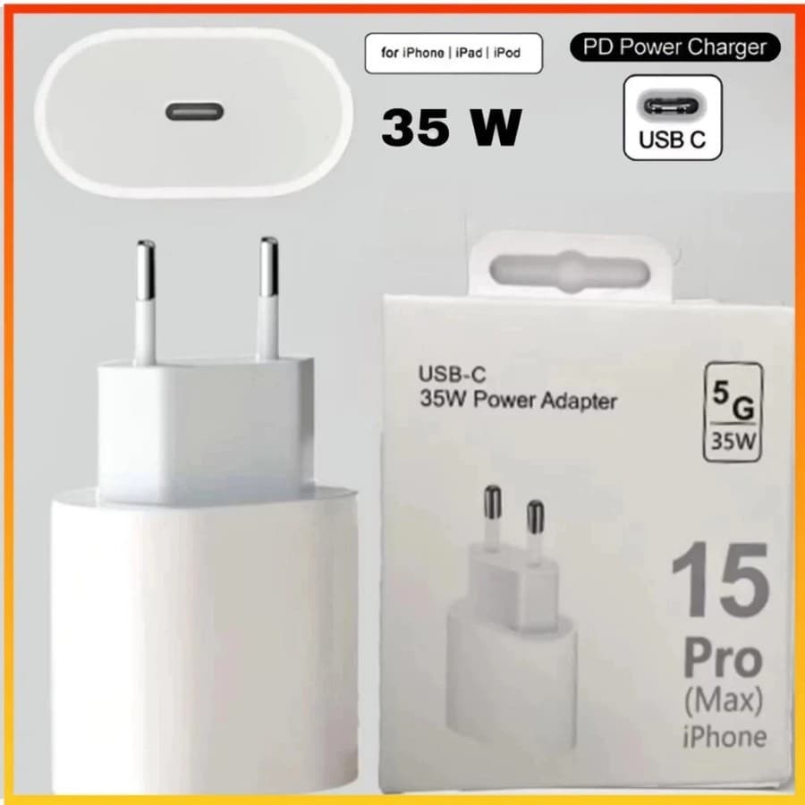 Fonte Carregador 35W Rápido para iPhone USB-C Para iPhone 15 16 17 PRO MAX