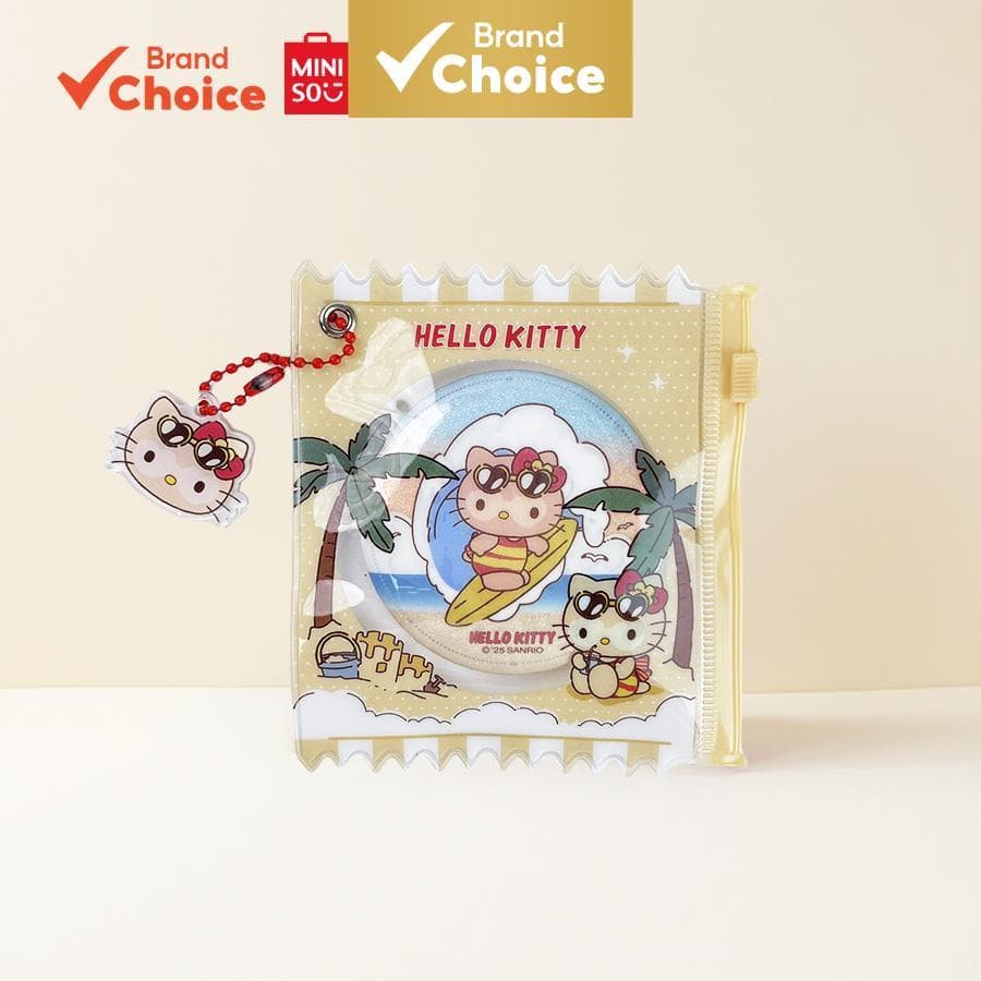 MINISO  sanrio série de verão pele escura - hello kitty charmosa bolsa de armazenamento de crachá de surf 17,5 x 12 cm