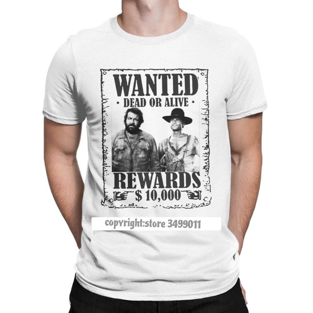 Camiseta Bud Spencer Terence Hill Wanted Lo Chimavano Filme Épico Camiseta Gráfica Vintage Masculina Camisetas de Algodã