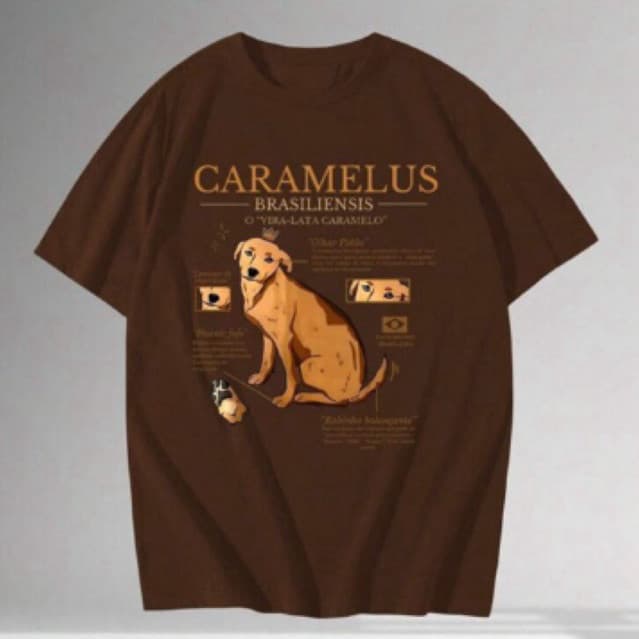 Camiseta Feminina T-Shirt de  Algodão Vira Lata  Caramelo Fofa Fashion Estilosa