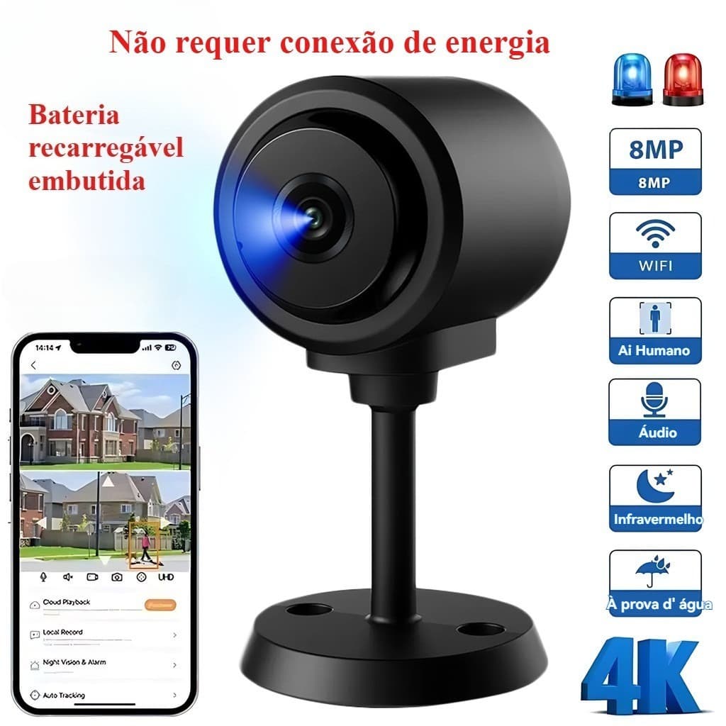 Mini Câmera C1 Sem Fio WiFi Remoto HD Com Bateria Embutida Inteligente Atualizado 1080P Vídeo Noite De Segurança Em Casa