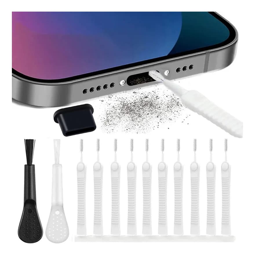 Kit Limpeza Escova Entrada plug tipo C android iphone 15 16