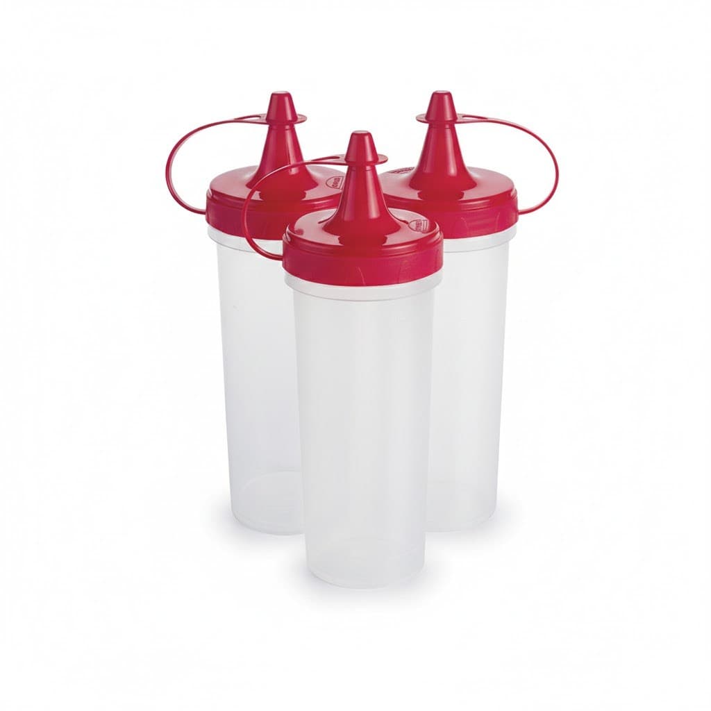 KIT 3 BISNAGA TRANSPARENTE KETCHUP 280 ML PLASUTIL
