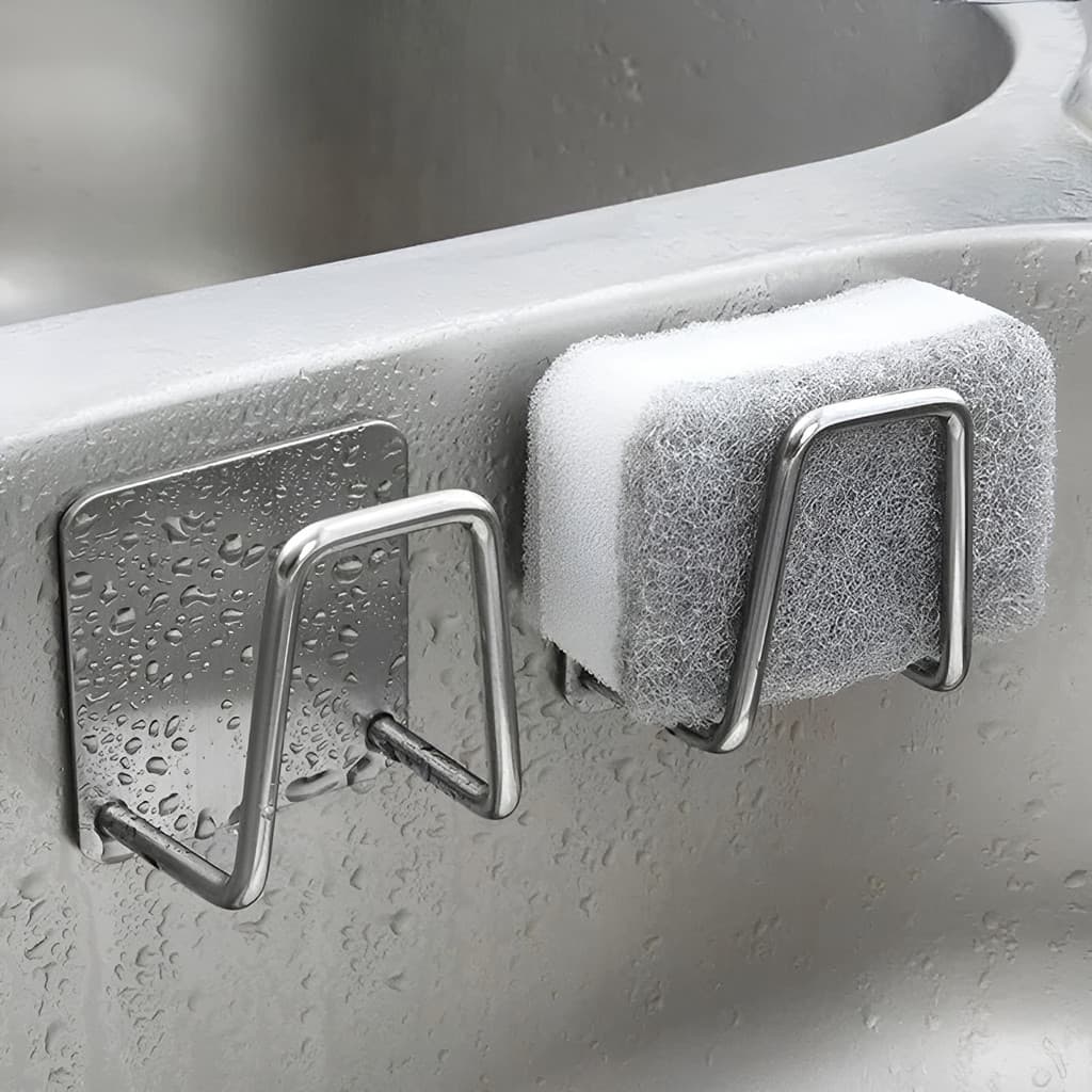 2 Suportes Porta Esponja Pia Em Aço Inox Pratico E Elegante