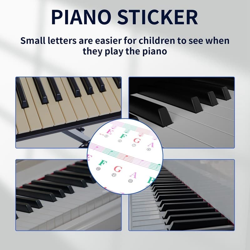 Adesivos Coloridos Para Teclado De Piano 88/61/54/49/37 Teclas Multicoloridas , Com Letras Removíveis Crianças Aprendend
