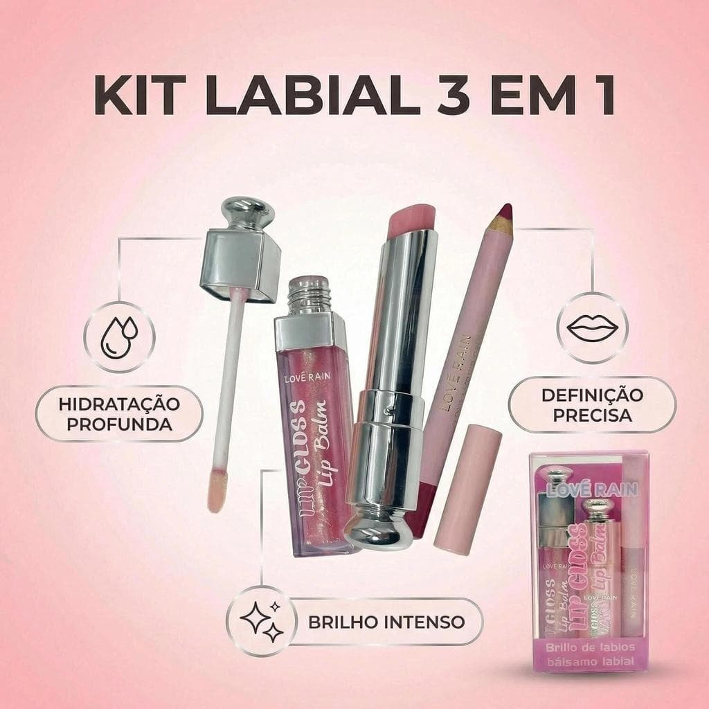 Bálsamo Labial Hidratante 3 Cores Protetor Labial Nutritivo Lábios Macios Natural Portátil