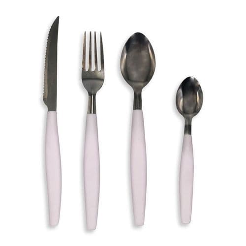 Kit Talheres Completo Aco Inox 25 Pecas Branca Design Moderno Resistente Cozinha