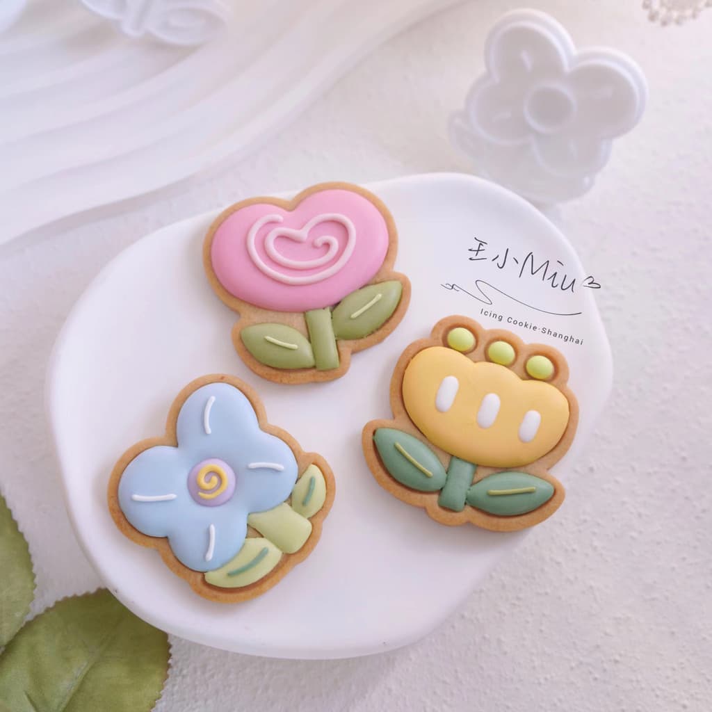 [Vídeo Curso] Professor Wang Xiaomiu Estilo Coreano Molde de Biscoito de Confeiteiro de Flor Pequena Ferramenta de Crost