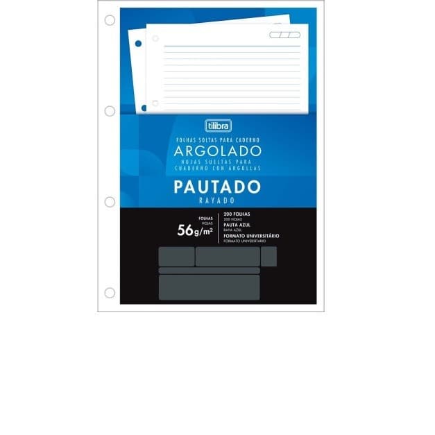 Bloco 200 Folhas Soltas Pautadas Para Fichario Tilibra