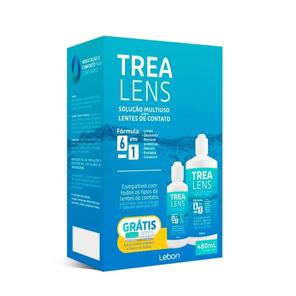 Trealens Kit Solução para Lentes de Contato 480ml + Estojo - Lebon