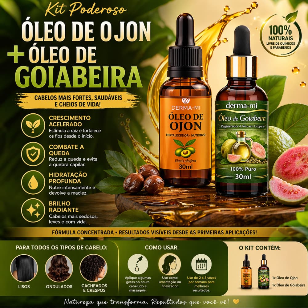 Óleo de Goiabeira + Óleo de Ojon  – Crescimento Capilar hidratação