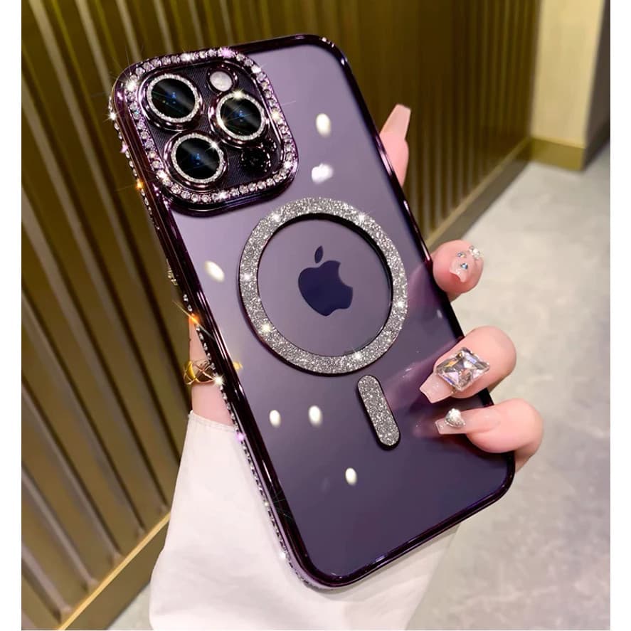 Capinha capa case Magsafe Brilho Luxo Strass iPhone 11 12 13 14 15 16 Promax