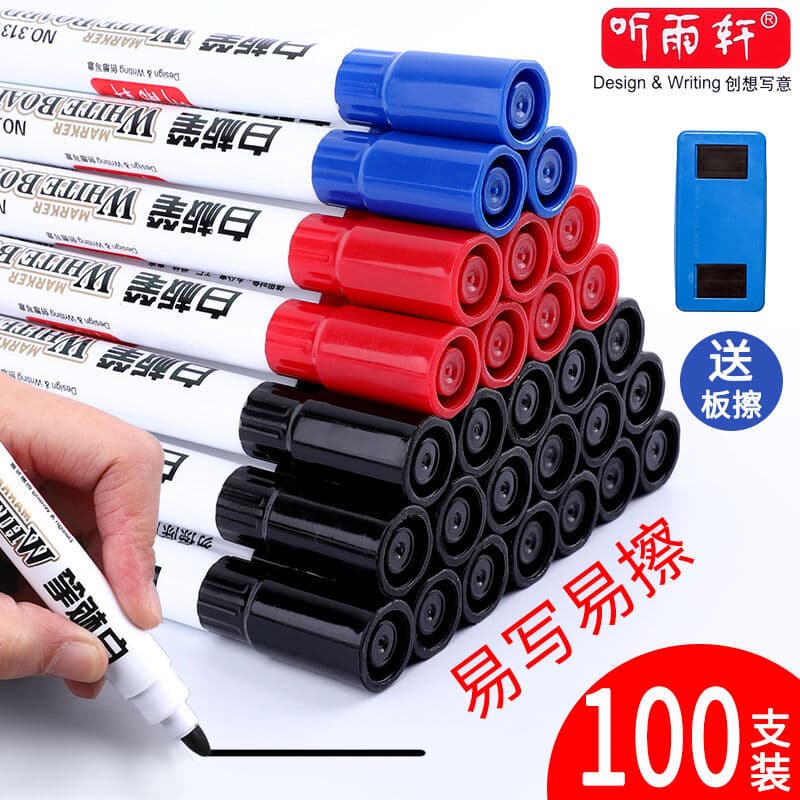 Ouça Yuxuan Caneta para quadro branco apagável Uso do professor Preto à base de água Crianças Vermelho Azul Caneta para