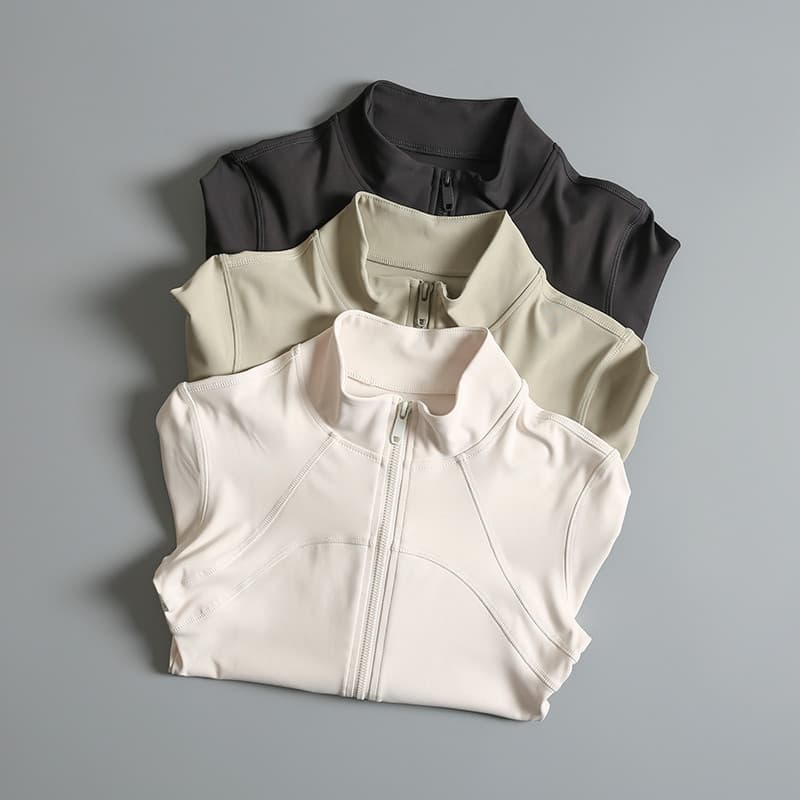 Roupas de Yoga femininas outono inverno nu esportes topos fino-ajuste mais magro olhar de manga comprida jaqueta com zíp