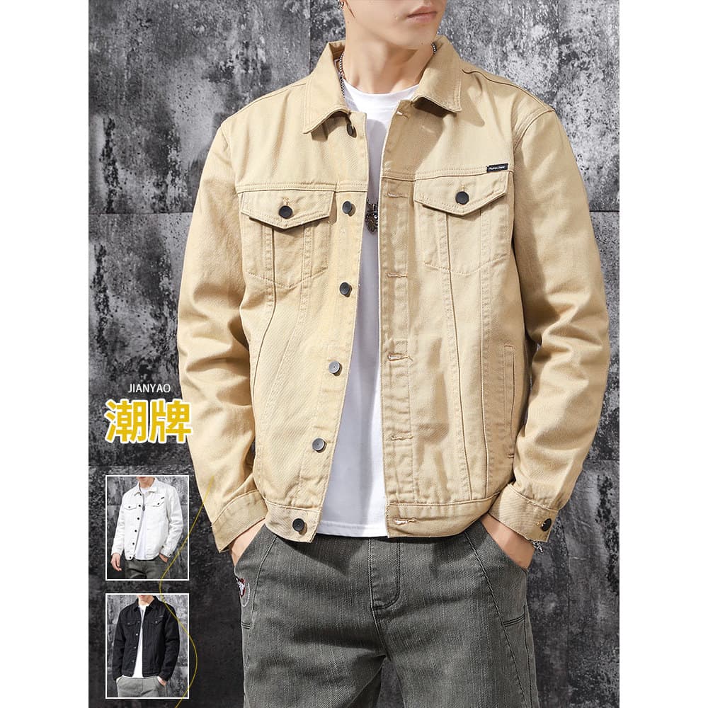 Jaqueta masculina de inverno americana Street Wear Workwear jaqueta jeans 2026 outono inverno novo estilo gola alta solt