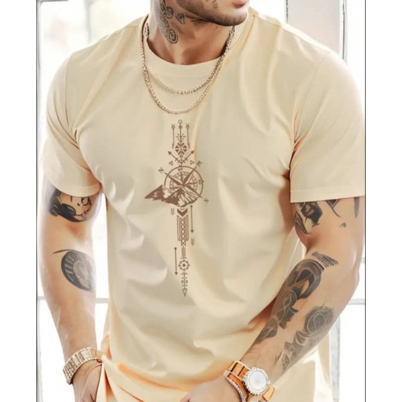 Camisa Camiseta BÚSSOLA DOURADA Alto Estilo Confortável Perfeita Festas Baladas 100% Algodão