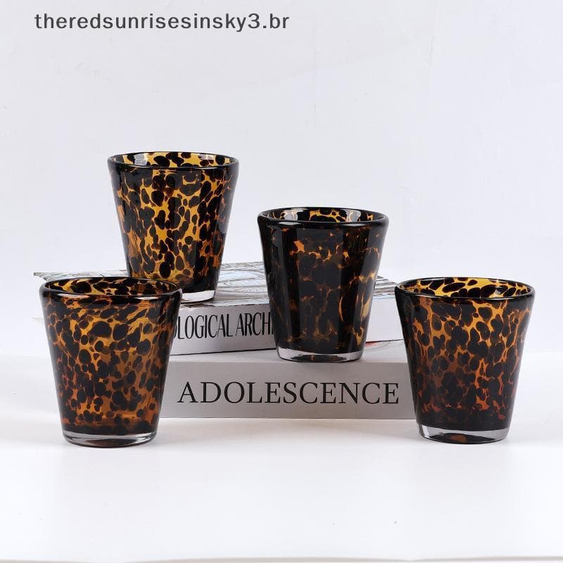 TSBR Copo De Vidro Com Padrão De Tartaruga Marrom Retrô Estampa De Leopardo Para Bebidas De Alta Qualidade Decoração De