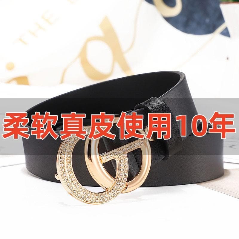 Senhoras cinto de couro genuíno moda All-Match carta fivela cinto Jeans decorativo com saia versão coreana calças elegan