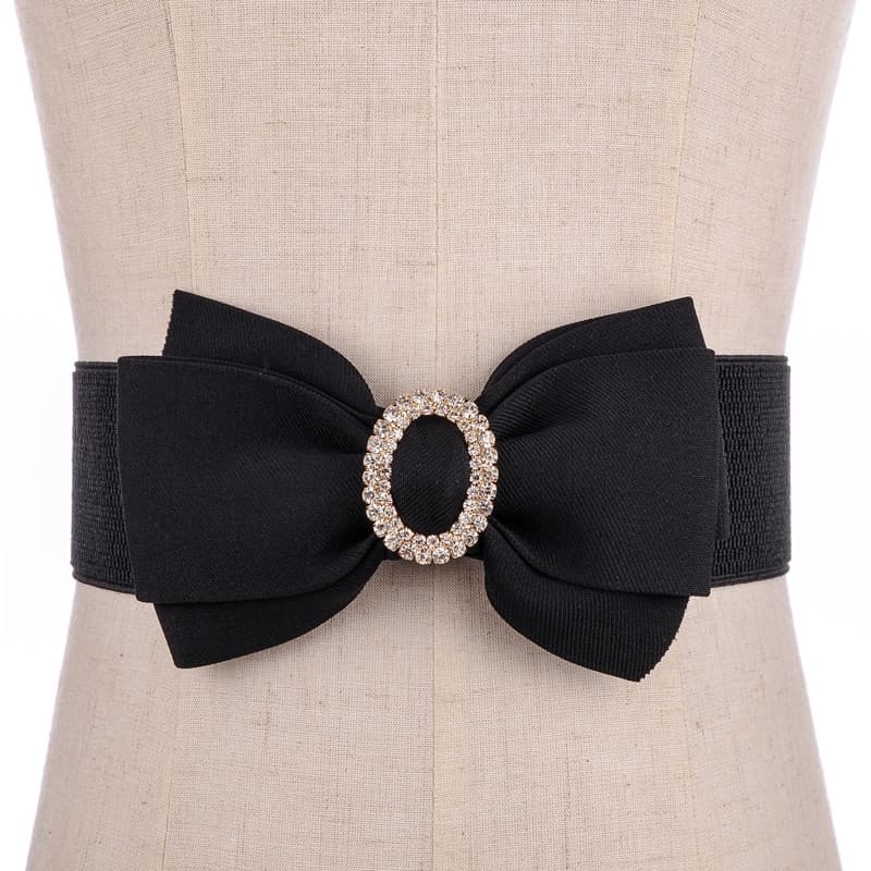 Moda doce Bowknot senhoras cinto largo strass incrustado com jaqueta cinto decorativo blusão cinto